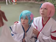 姐妹花阿部乃美紅＆麻里梨夏在私家花園享受吹簫